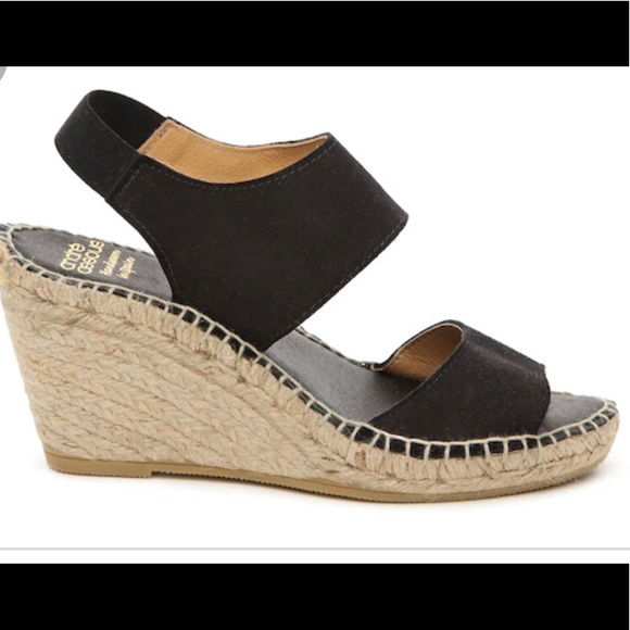 Andre Assous Shoes - Andre Assous black suede wedge espadrille sz 36